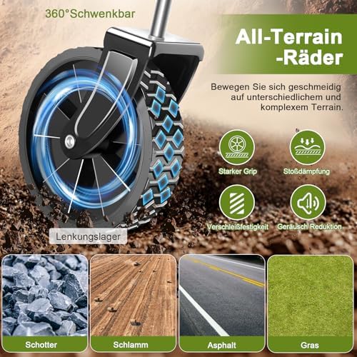 SURFOU Bollerwagen faltbar, 160kg belastbar & 120L Volumen | Mit 360° All-Terrain Reifen | Robustes Stahlchassis & Wette